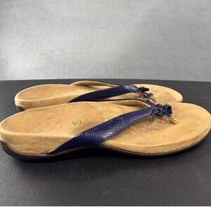 Vionic Bella II‎ Lizard Thong Sandals Podiatrist Designed Navy Blue Size 8.5
